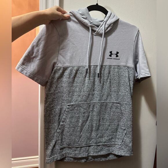 Under Armour T-shirt Hoodie Grey - Workout Sweater - Picture 1 of 6